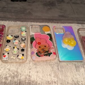 Set of 5 LIKE NEW HELLO KITTY GIRLY PINK IPHONE 13 pro max cases